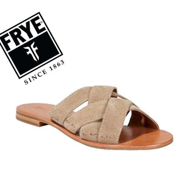 Frye Shoes - FRYE SANDALS CARLA CRISS CROSS OPEN TOE CASUAL SLIDE ASH SZ 7 AESTHETIC BOHO